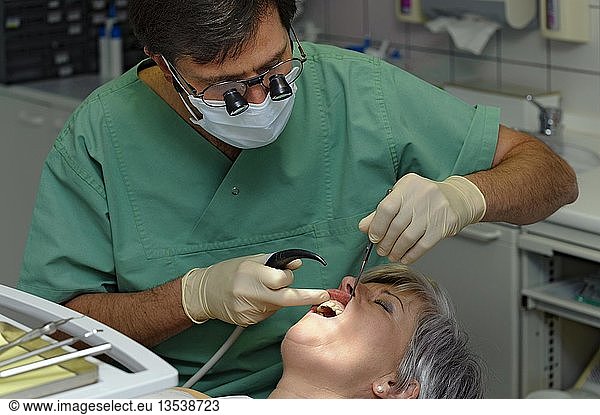 Dentist performing a dental examination