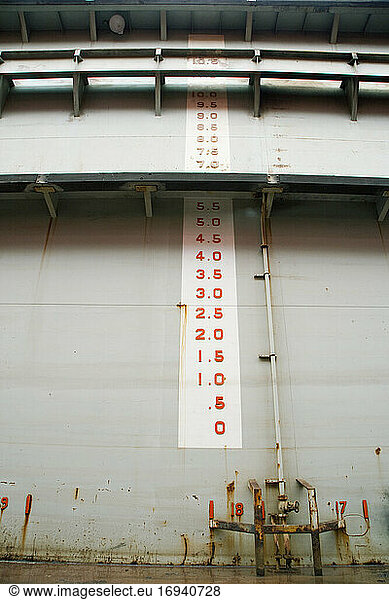 Depth gauge on a wall  instrumenty of measurement.