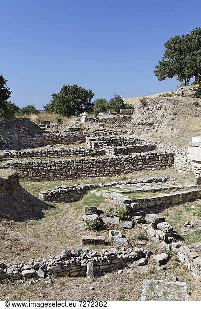 Der Altarplatz in der archäologischen Ausgrabungsstätte von Troja,  Troia,  Truva,  Canakkale,  Marmara,  Türkei,  Asien