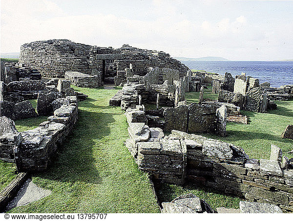 Der Broch von Gurness  Evie  vermutlich ein frühkeltischer Bergfried  Eingangsansicht. UK. Keltisch. Orkney-Inseln.