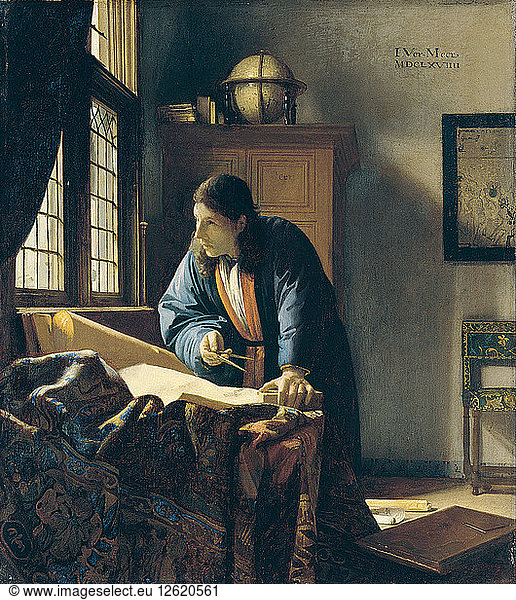 Der Geograph. Künstler: Vermeer  Jan (Johannes) (1632-1675)
