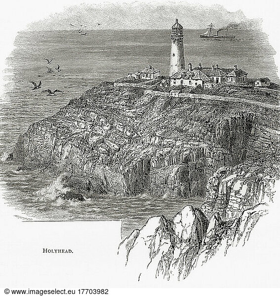 Der Hafen von Holyhead  Anglesey  Wales  hier im 19. Jahrhundert. Aus Welsh Pictures  veröffentlicht 1880.