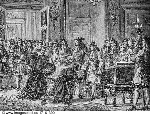 Der herzog von anjou erklärt sich zum könig von spanien  1672-1792  geschichte frankreichs von henri martin  herausgeber furne 1850.