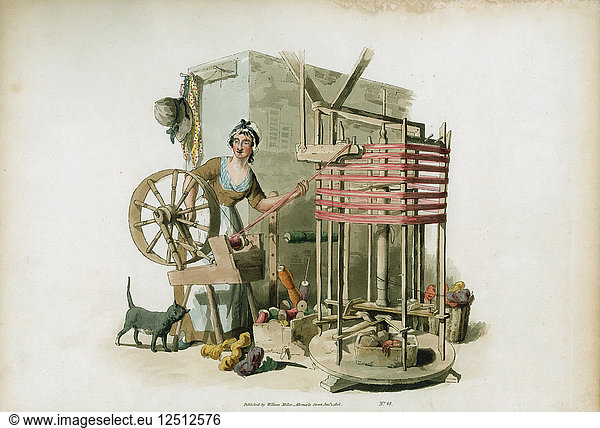 Der Kammgarnwickler  1805. Künstler: William Henry Pyne