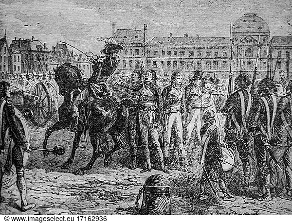 Der Konvent versucht  die Tuilerien zu verlassen  1792-1804  Geschichte Frankreichs von henri martin  Herausgeber furne 1850.