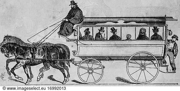 Der omnibus  paris malerei von edmond texier  herausgeber paulin et le chavalier 1853.