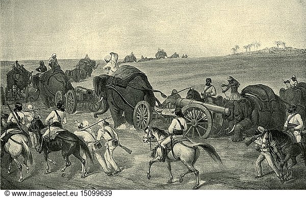 Der Vormarsch des Belagerungszuges nach Delhi   1857  (1901). Schöpfer: George Francklin Atkinson.