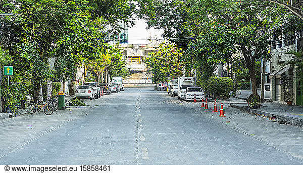 deserted street in the business area of Bangkok