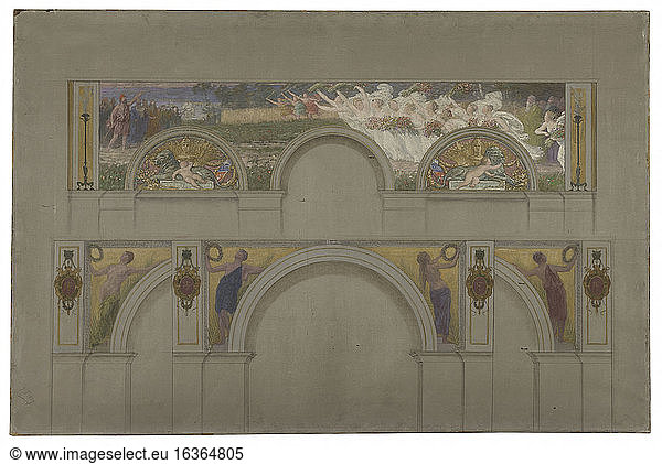 Design for the entrance halls of the Hôtel de Ville de Paris: Scene from antiquity: The triumph promised to the warriors