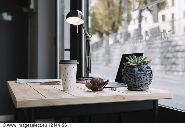 Desk in tattoo studio