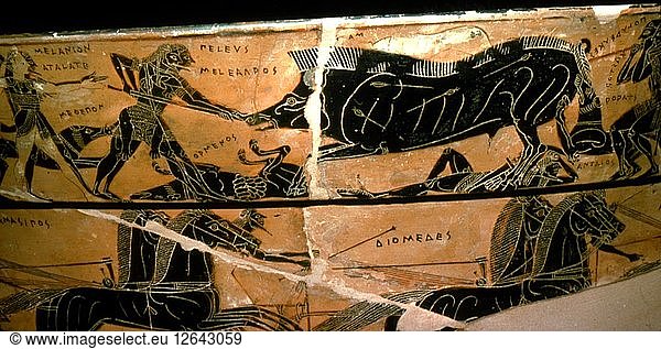 Detail aus der Francois-Vase  Peleus und Atalanta mit kaldonischer Eberjagd  ca. 6. Jahrhundert v. Chr. Künstler: Ergotimos  Kleitias.