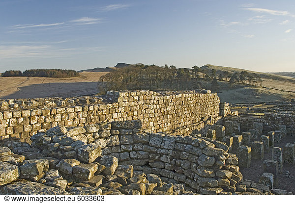 Detail des Ofens und Kornkammer Stockwerkes lag Römerkastell Blick nach Osten Hadrianswall UNESCO Weltkulturerbe Northumbria England Vereinigtes Königreich Europa