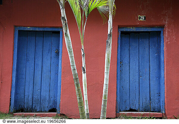 Detail of a colonial house at the historical centre (cidade alta) of Porto Seguro  Bahia  Brazil