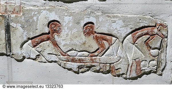 detail of a wall fresco from a Temple wall in Karnak in the Amarna Style