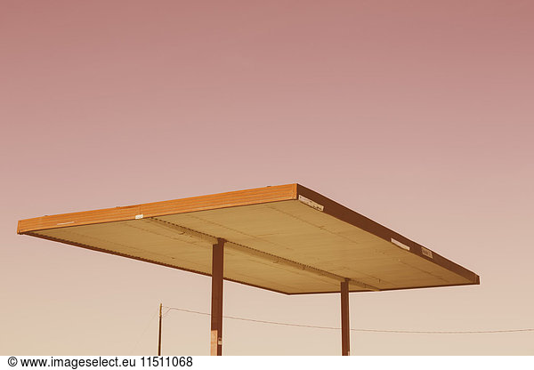 Detail of roof shelter from abandoned gas station  Nevada  USA.