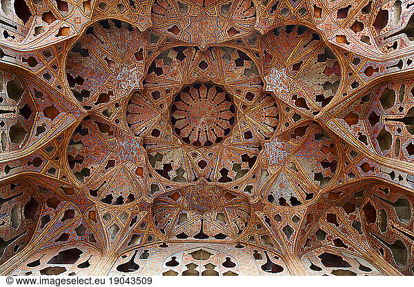 Detail of the roof of the music hall  Ali Qapu palace  Isfahan  Iran