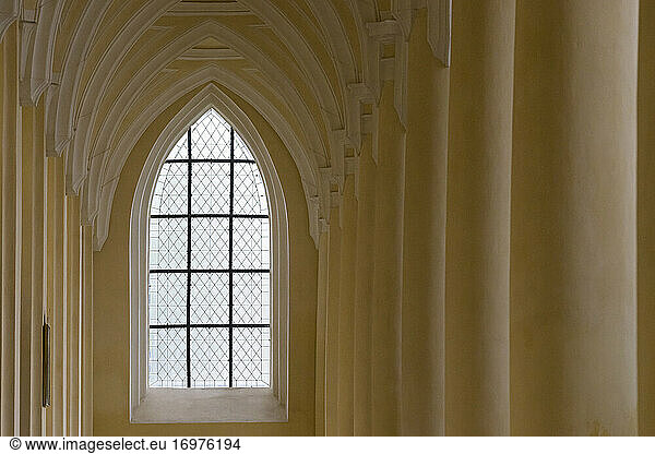 Detail of window inside Church of the Assumption of Our Lady and Saint John the Baptist  Kutna Hora  Czech Republic