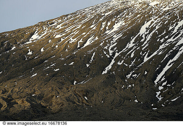 Detail shot of snow on Snaefellsjokull mountain  Snaefellsnes Peninsula  Iceland