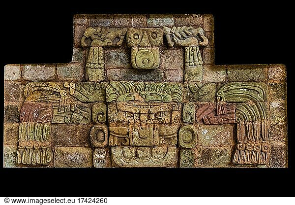 Detail von Fassade der Struktur 9M-195  Skulpturen-Museum Copan  Mayastadt  Copan  Honduras  Mittelamerika