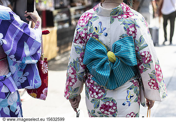 Detailansicht der traditionellen japanischen Kleidung in Tokio  Japan