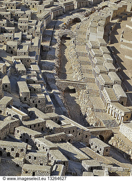 Detailed street view of the Model of Jerusalem at the Israel Museum.
