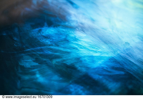 Details of blue resin art swirls