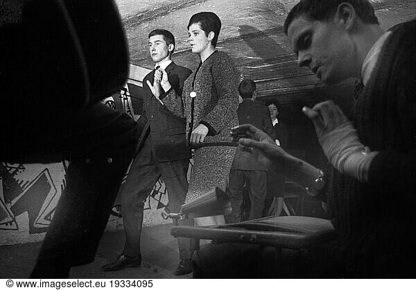 DEU  Germany: The historical colour photos from the times of the 70s show events and people from politics  culture  trade unions  working life  medicine etc. Ruhr area.Young people at cellar party ca. 1965-6. At that time fashion a cellar to expand