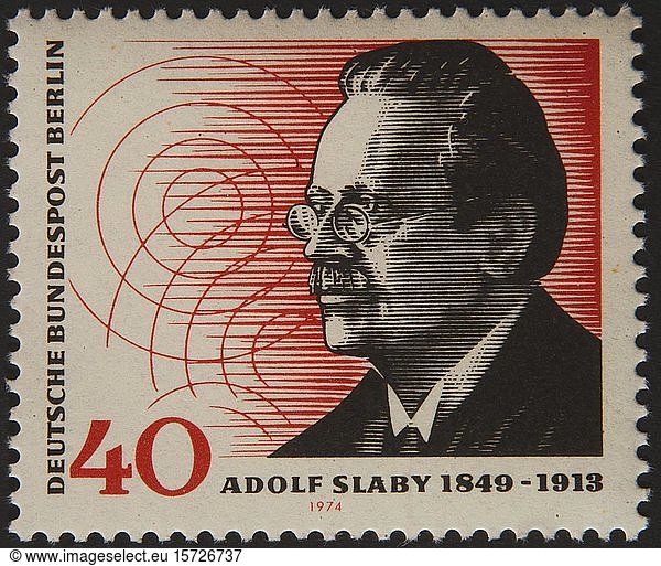 Deutsche Briefmarke mit Adolf Slaby  einem deutschen Physiker und Pionier der deutschen drahtlosen Telegrafie  Schweden  Europa