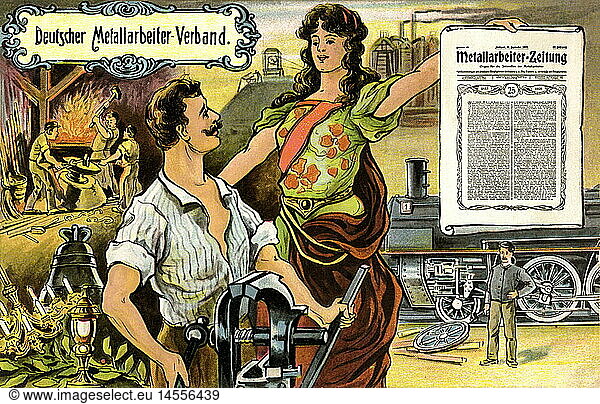 Deutschland  1908  Geschichte der Gewerkschaften  JubilÃ¤um 25 Jahre Metallarbeiter Zeitung  1883-1908
