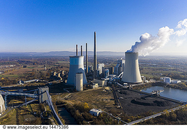 Deutschland  Hessen  Luftaufnahme des Kraftwerks Großkrotzenburg