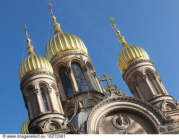 Deutschland  Hessen  Wiesbaden  Blick auf die russisch-orthodoxe Kirche
