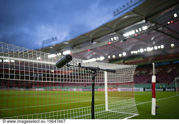 DFB Cup  back goal camera  blue hour  goal  MHPArena  MHP Arena Stuttgart  Baden-Württemberg  Germany  Europe