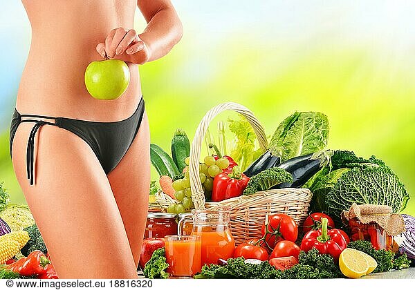 Diät. Ausgewogene Ernährung auf der Basis von rohem Biogemüse