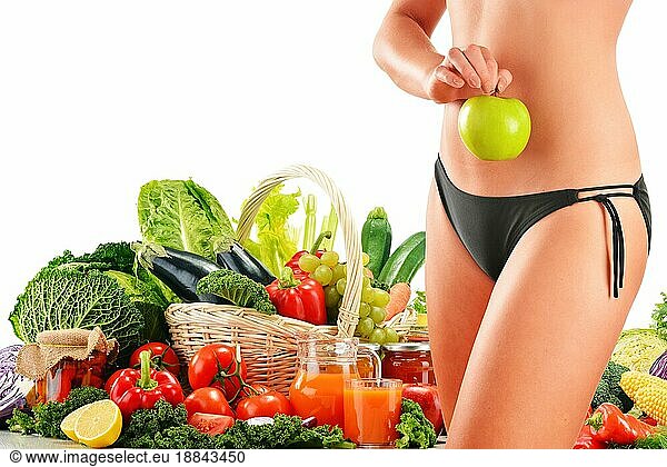 Diät. Ausgewogene Ernährung auf der Basis von rohem Biogemüse