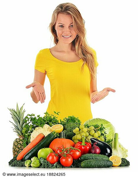Diät. Ausgewogene Ernährung auf der Basis von rohem Biogemüse und Obst