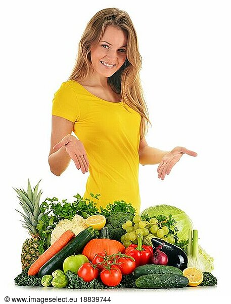 Diät. Ausgewogene Ernährung auf der Basis von rohem Biogemüse und Obst