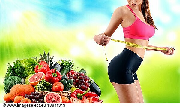 Diät. Ausgewogene Ernährung auf der Basis von rohem Biogemüse und Obst