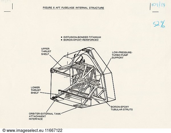 Diagram of the aft fuselage internal structure of the Space Shuttle ...