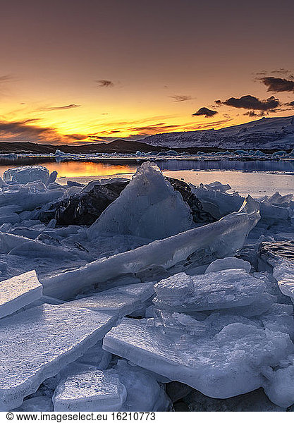 Diamantstrand bei Sonnenuntergang,  Island