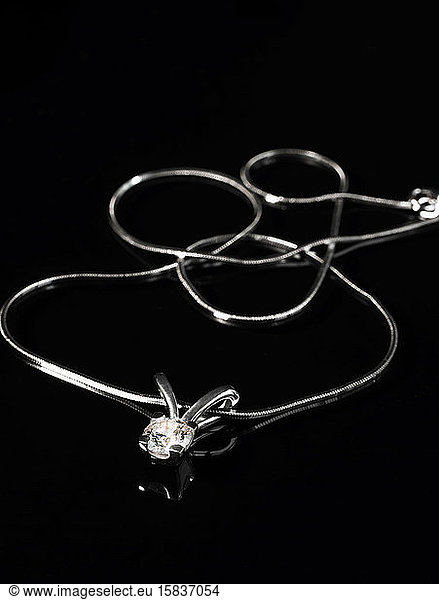diamond necklace on a silver chain