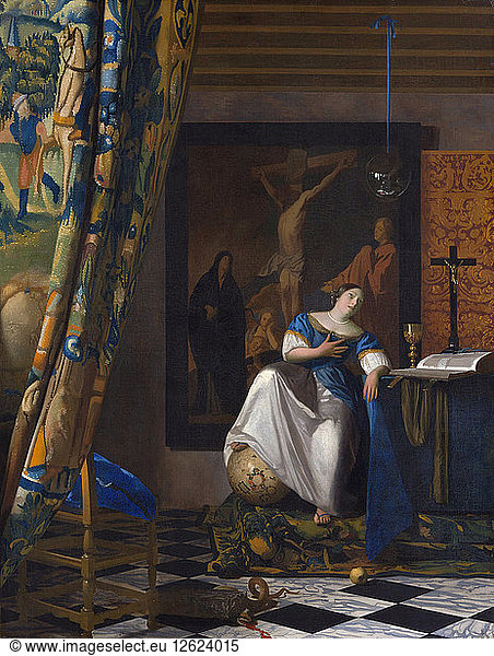 Die Allegorie des Glaubens. Künstler: Vermeer  Jan (Johannes) (1632-1675)