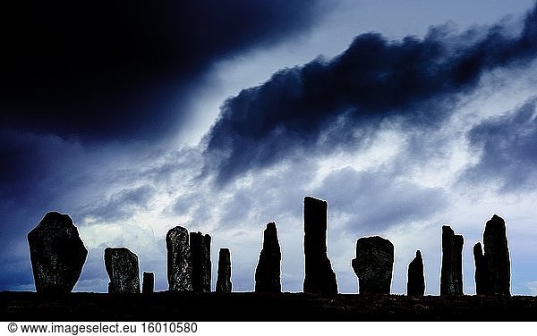 Die Callanish Stones im Mondlicht  Isle of Lewis  Äußere Hebriden  Schottland.