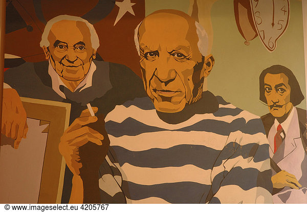 Die drei berühmtesten katalanischen Maler: MirÛ  Picasso und DalÌ  Barcelona  Katalonien  Spanien  Europa