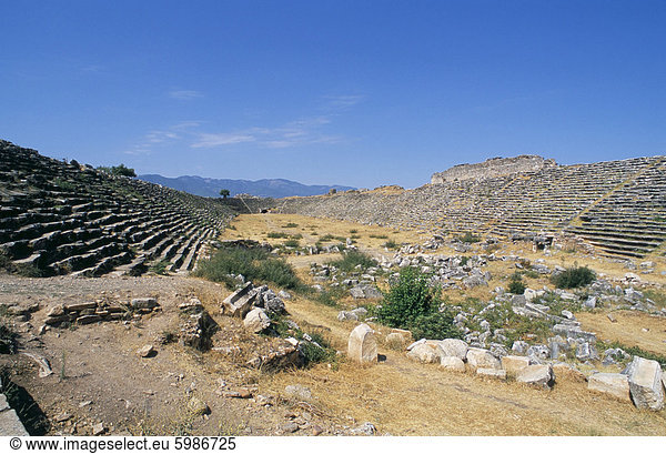 Die größte und am besten erhaltenen römischen Stadion der Welt bei der archäologischen Stätte von Aphrodisias  Anatolien  Türkei  Kleinasien  Asien