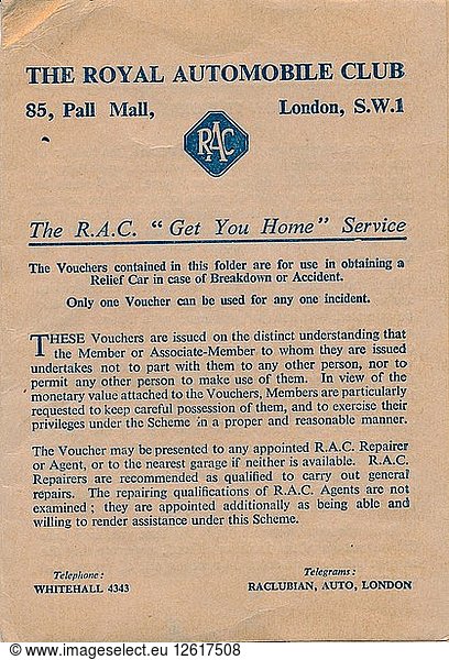 Die Gutscheine des Royal Automobile Club  1952. Künstler: Unbekannt