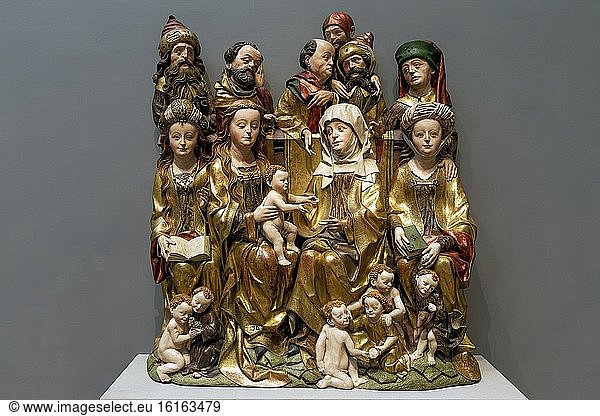 Die heilige Sippe  süddeutsch  15. Jahrhundert  Holzschnitzerei  National Gallery of Art  Washington DC  USA  Nordamerika.