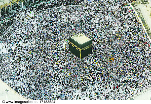 Die jährliche islamische Pilgerfahrt Hajj nach Mekka  Saudi-Arabien  Luftaufnahme.