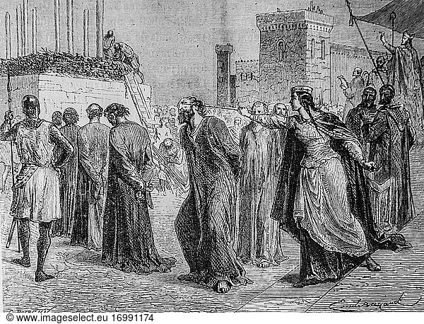 Die Ketzer von Orléans marschieren zum Tod 987-1060  populäre Geschichte Frankreichs von henri martin  Herausgeber furne 1860.