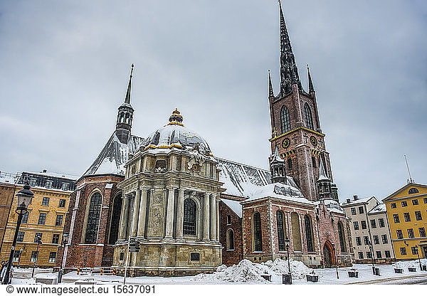 Die Kirche von Riddarholm im Winter  Stockholm  Schweden