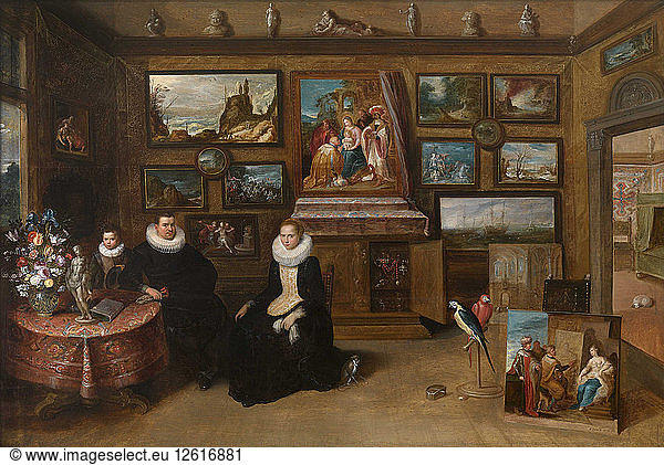 Die Kunstkammer mit einem Ehepaar und ihrem Sohn  erstes Drittel des 17. Jahrhunderts. Künstler: Francken  Frans  der Jüngere (1581-1642)